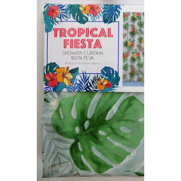 NEW Tropical Fiesta Exotic Flowers Shower Curtain 100% PEVA - Picture 2 of 4